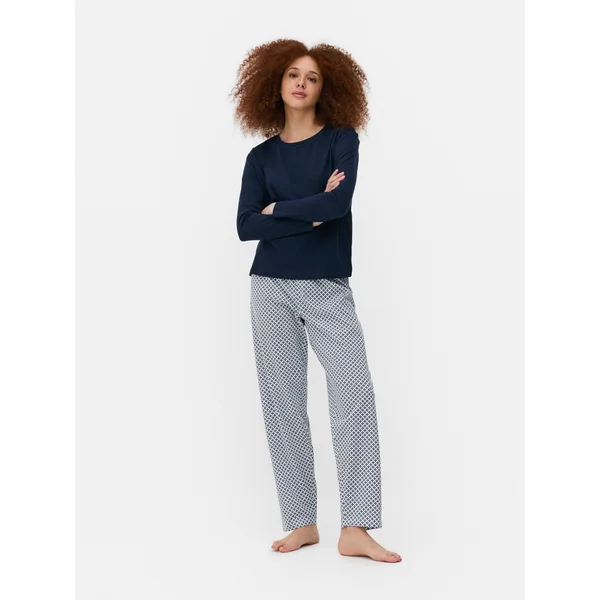 Long Sleeve Jersey Knit Pajama Set - Navy