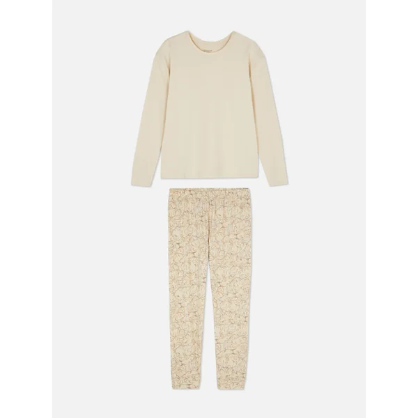 Long Sleeve Jersey Knit Pajama Set - Oatmeal