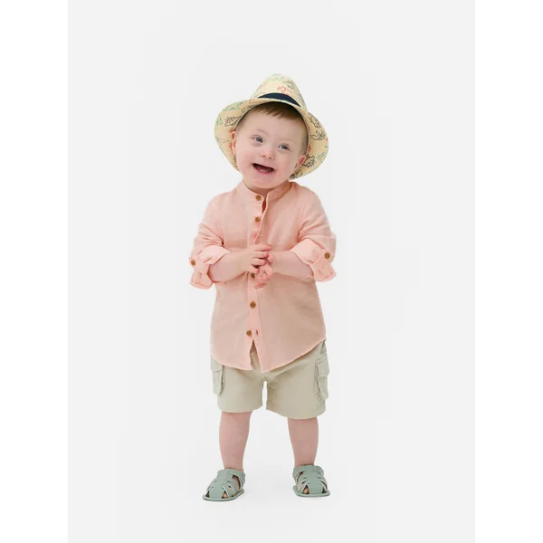 Long Sleeve Linen Blend Shirt - Pink