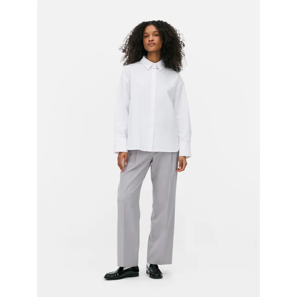 Long Sleeve Poplin Shirt - White