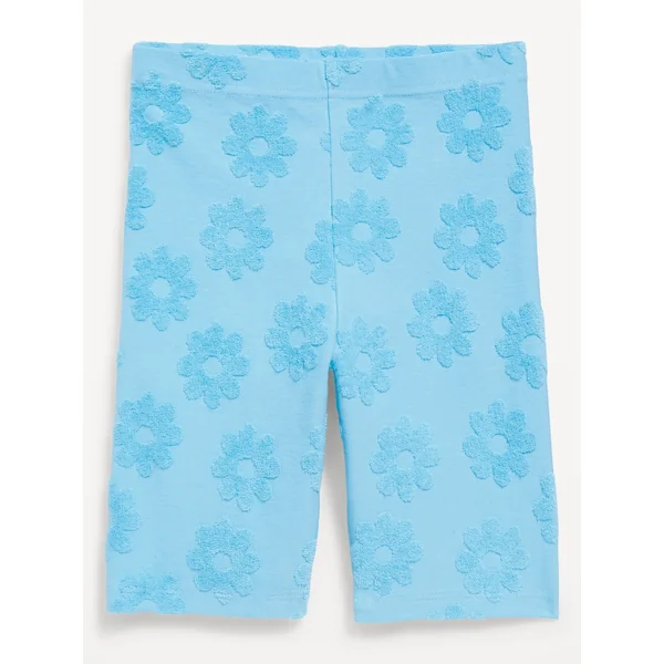 Long Towel Terry Biker Shorts for Girls - Wellbeing Blue