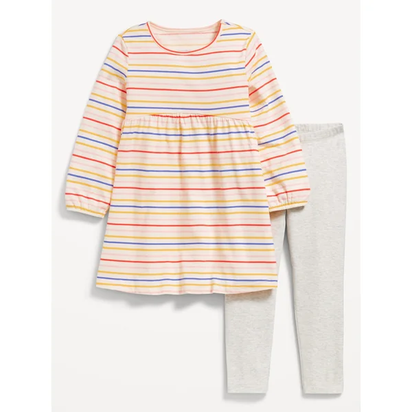 Long-Sleeve Dress & Leggings 2-Pack for Toddler Girls - Multi Stripe