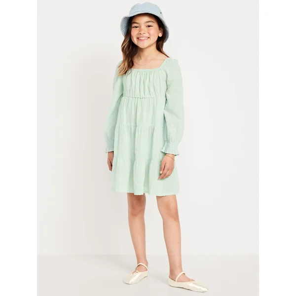Long-Sleeve Fit and Flare Dress for Girls - Mint Mist