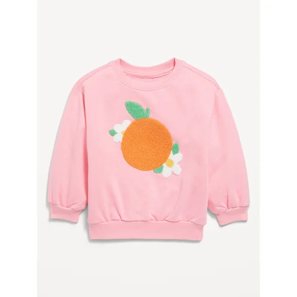 Long-Sleeve Graphic French Terry Sweatshirt for Toddler Girls - Anemone Pink