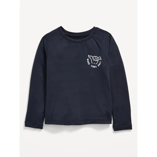 Long-Sleeve Graphic Rashguard Swim Top for Toddler Boys - In the Navy