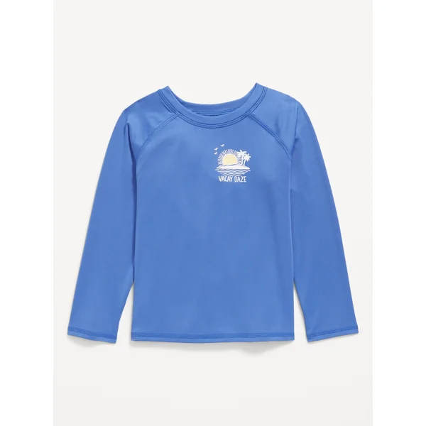 Long-Sleeve Graphic Rashguard Swim Top for Toddler Boys - Tanzanite