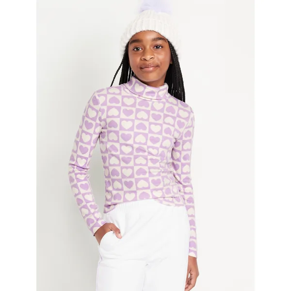 Long-Sleeve Mock-Neck Top for Girls - Lilac Purple