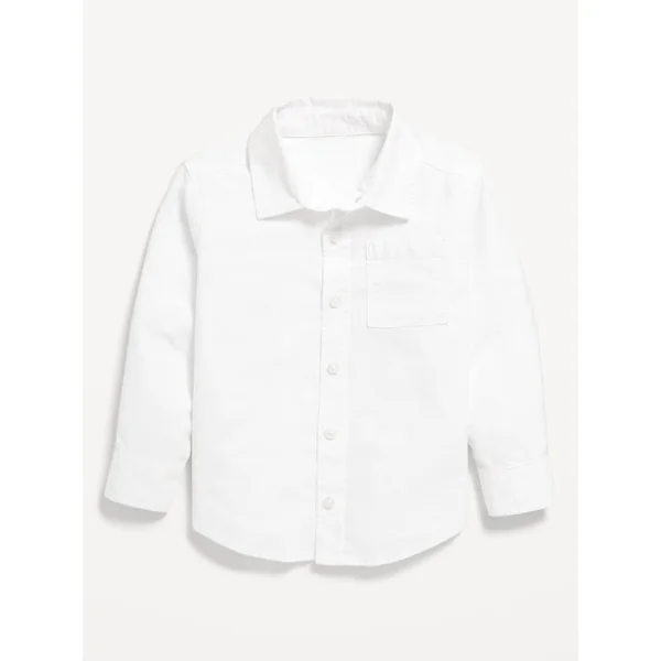Long-Sleeve Oxford Shirt for Toddler Boys - Bright White