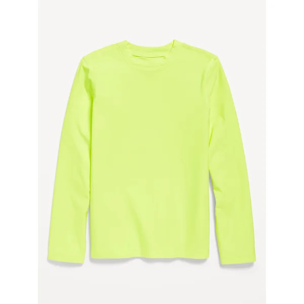 Long-Sleeve Rashguard Swim Top for Boys - Bright Lights Neon