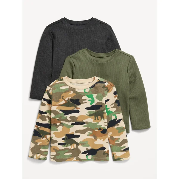 Long-Sleeve Thermal-Knit T-Shirt 3-Pack for Toddler Boys - Camo