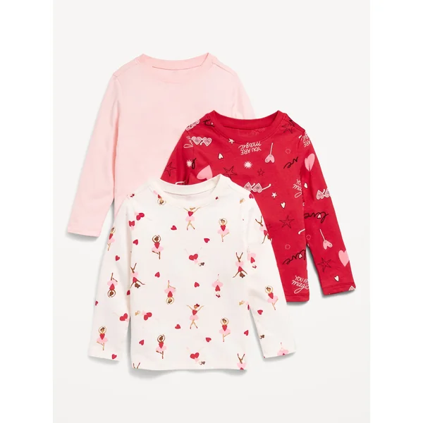 Long-Sleeve T-Shirt 3-Pack for Toddler Girls - VALENTINE