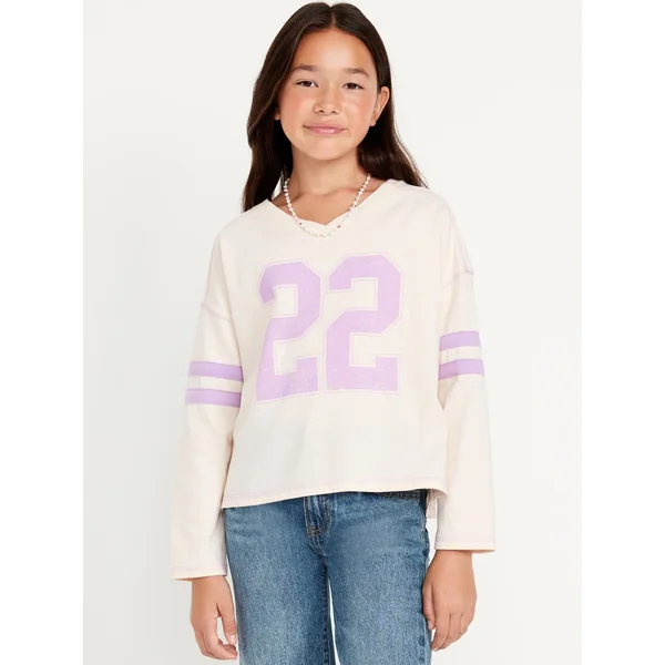 Loose Long-Sleeve Graphic Top for Girls - Creme De La Creme