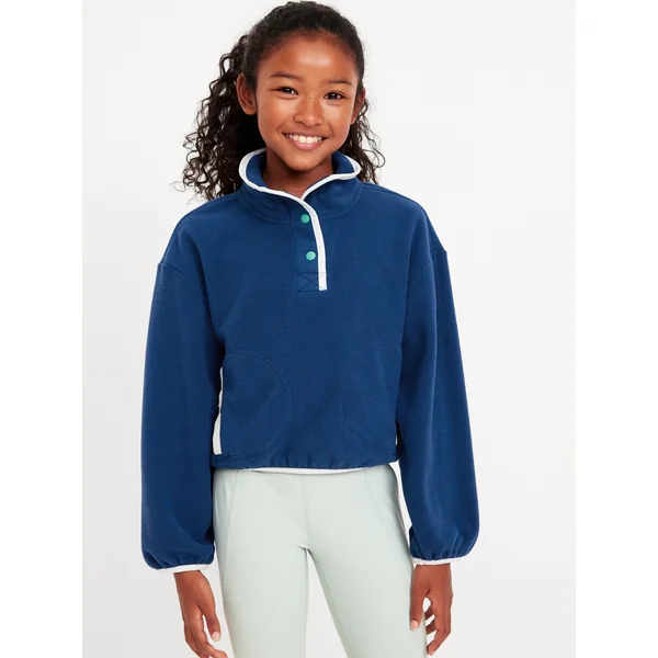 Loose Mock-Neck Performance Microfleece Top for Girls - PLANE VIEW