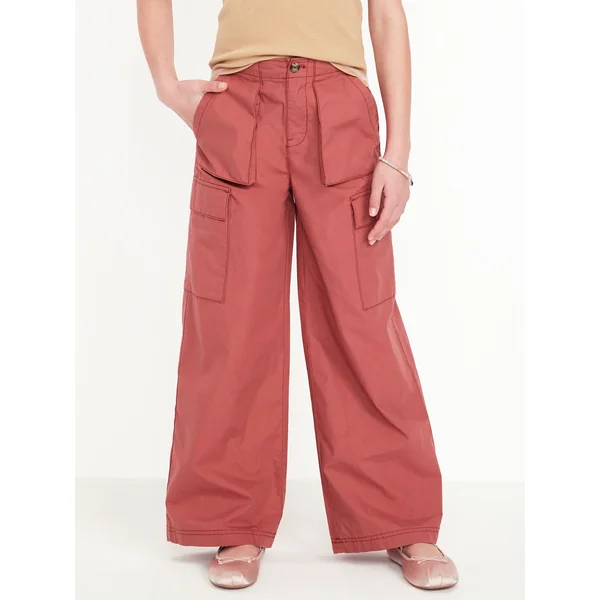 Loose Poplin Cargo Pants for Girls - CARMINE