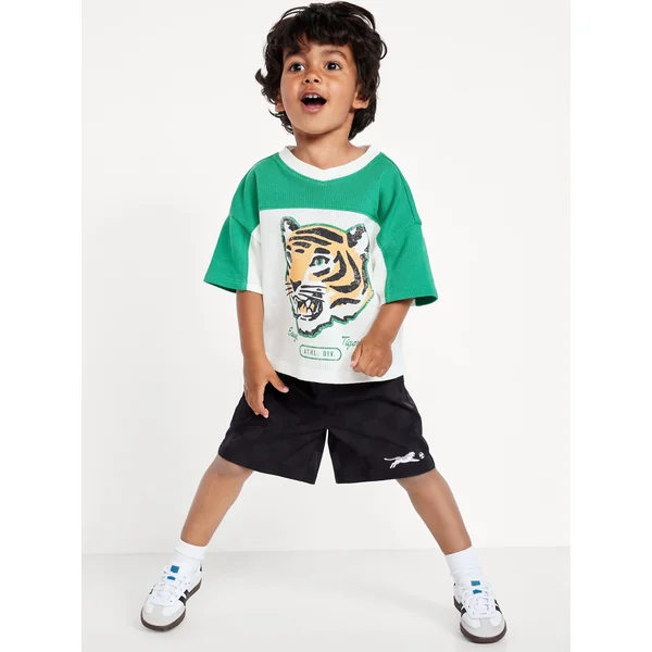 Loose Printed Shorts for Toddler Boys - Black Jack
