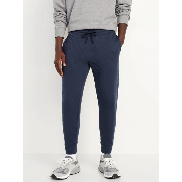 Loose Quilted Fleece Joggers - In the Navy