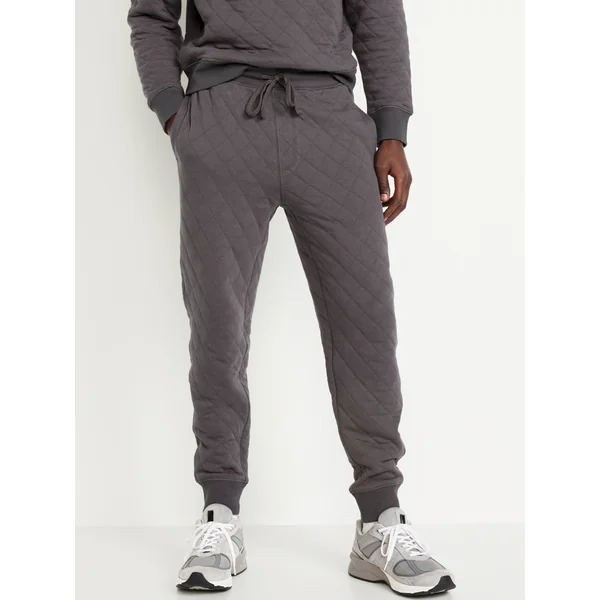 Loose Quilted Fleece Joggers - Panther