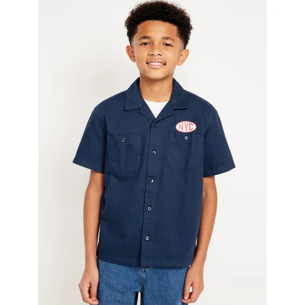 Loose Short-Sleeve Graphic Shirt for Boys - Obscure Night