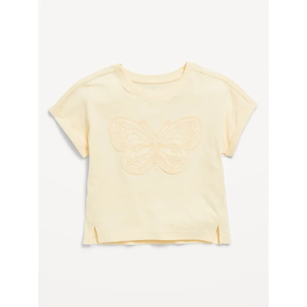 Loose Short-Sleeve Graphic T-Shirt for Toddler Girls - Cool Almond