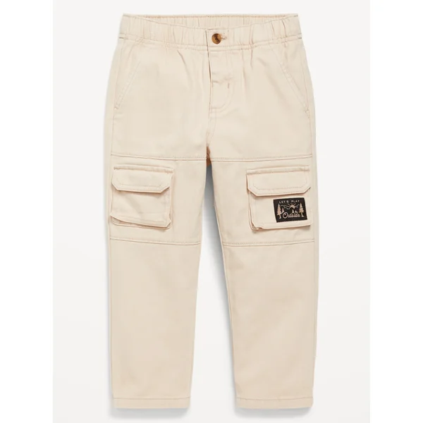 Loose Twill Cargo Pants for Toddler Boys - Creamy White