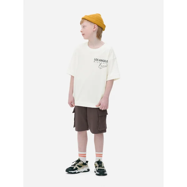 Los Angeles T-Shirt and Cargo Shorts - Cream