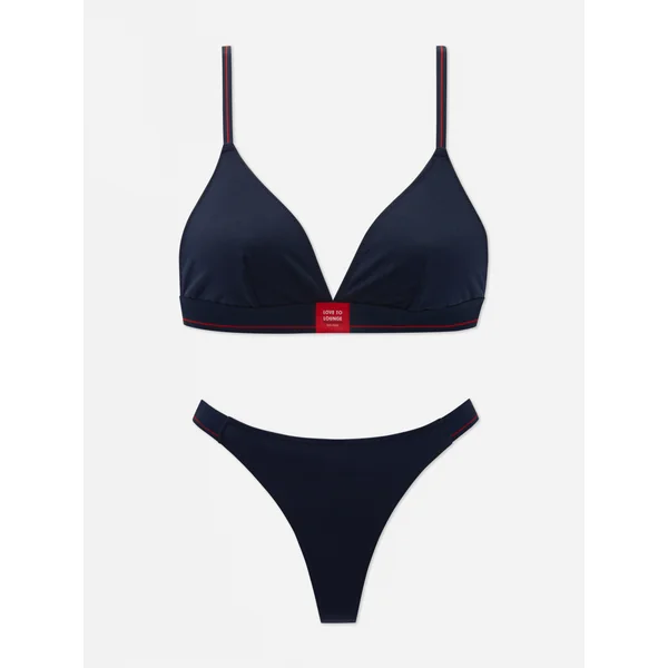 Love To Lounge Triangle Lingerie Set - Navy