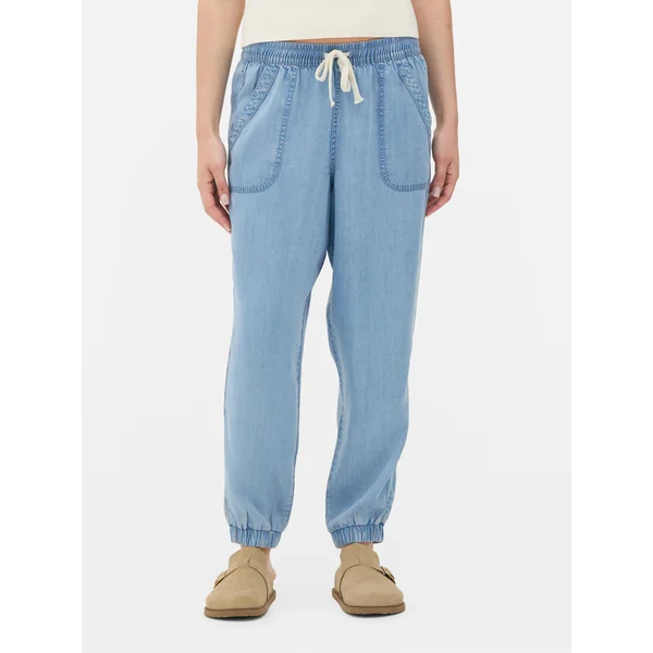 Low Rise Cuffed Joggers - Mid Blue