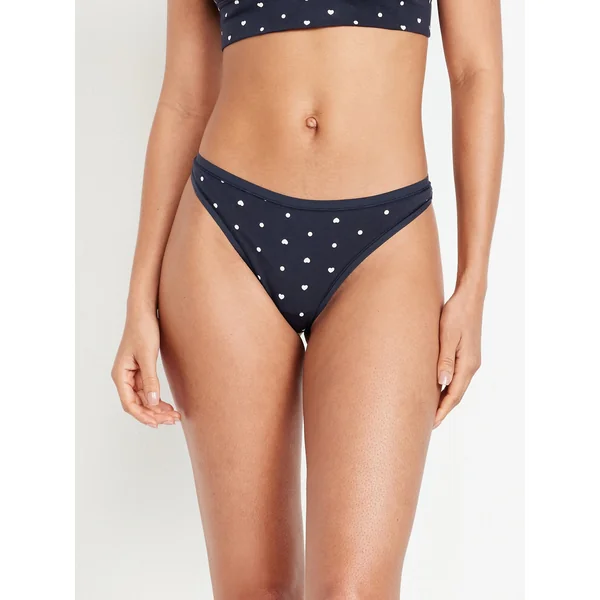 Low-Rise Everyday Cotton Thong - Black & White Dots