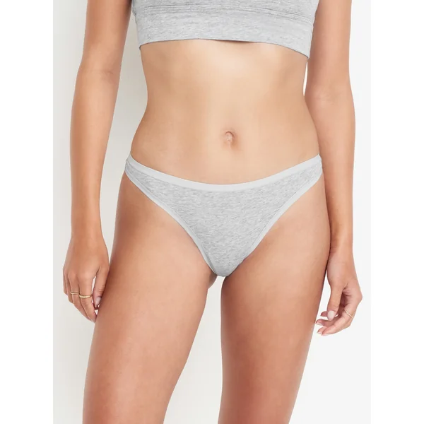 Low-Rise Everyday Cotton Thong - Heather Gray