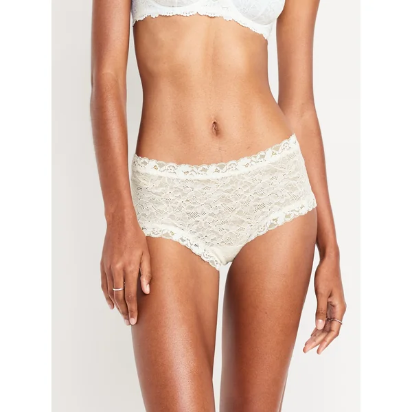 Low-Rise Lace Hipster Underwear - White