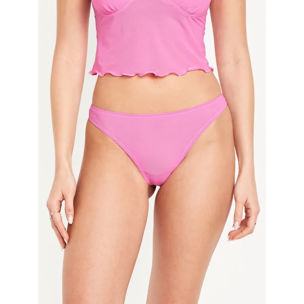 Low-Rise Mesh Thong Underwear - VIVID BEGONIA