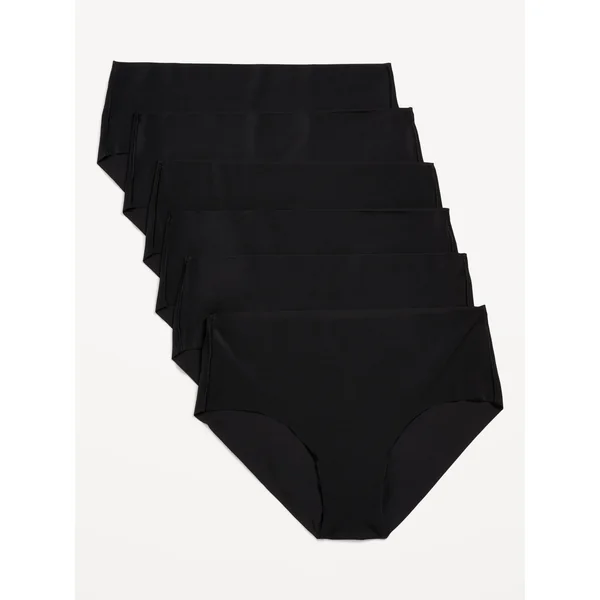Low-Rise No-Show Hipster Underwear 6-Pack - Black Jack