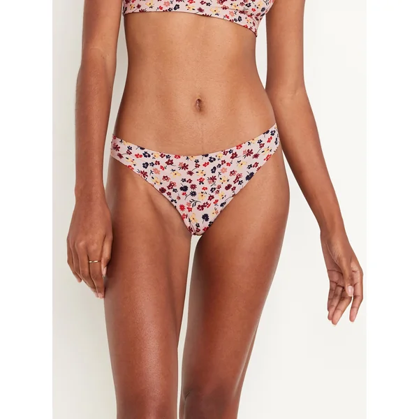 Low-Rise No-Show Thong - Pink Floral