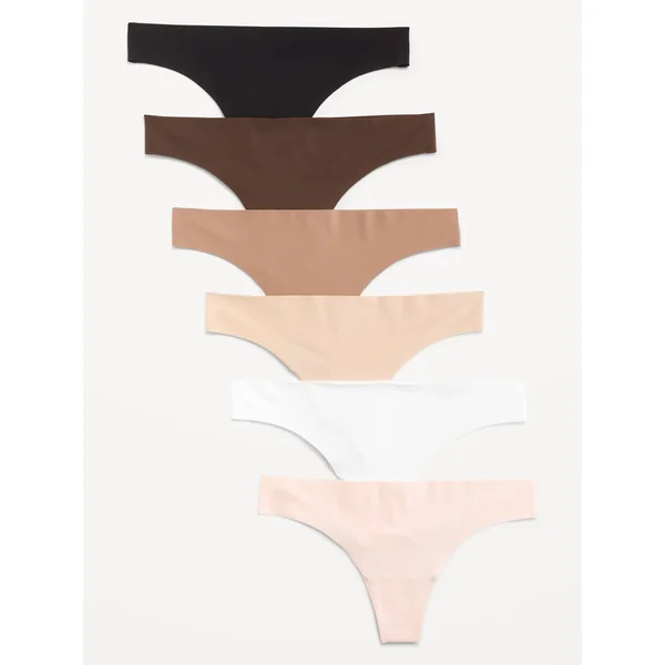 Low-Rise No-Show Thong Underwear 6-Pack - Neutral