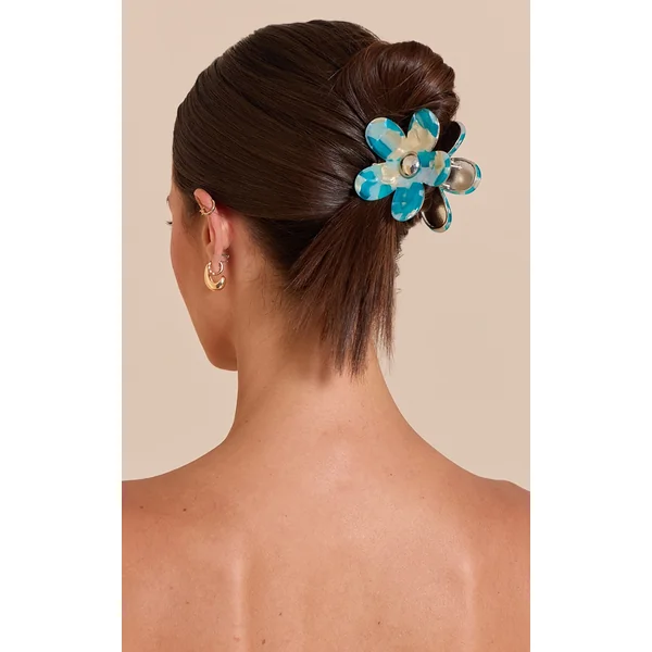 Marble Floral Metal Hair Clip
