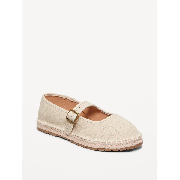 Mary-Jane Espadrille Flats for Girls - Natural