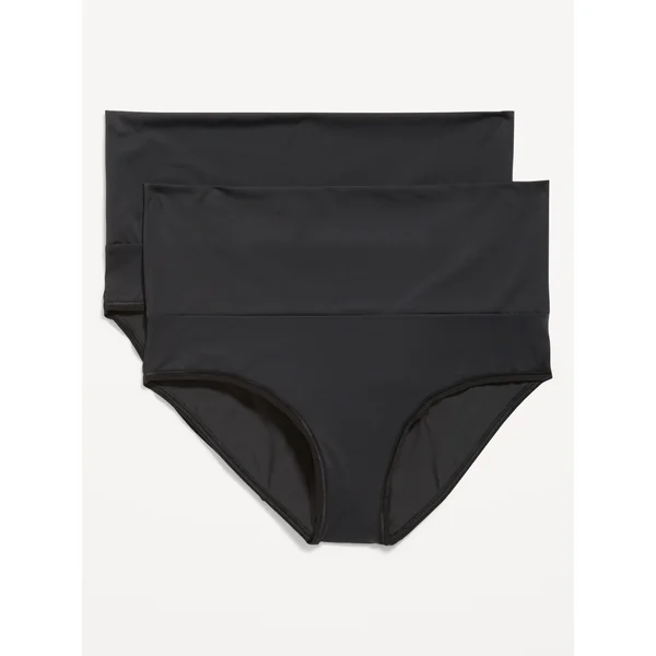 Maternity 2-Pack Rollover Panel No-Show Hipster Underwear - Black Jack