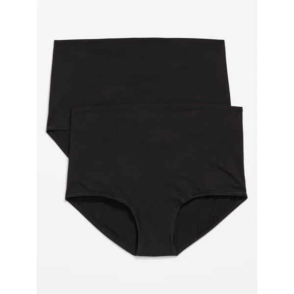 Maternity 2-Pack Rollover-Waist Brief Underwear - Black Jack