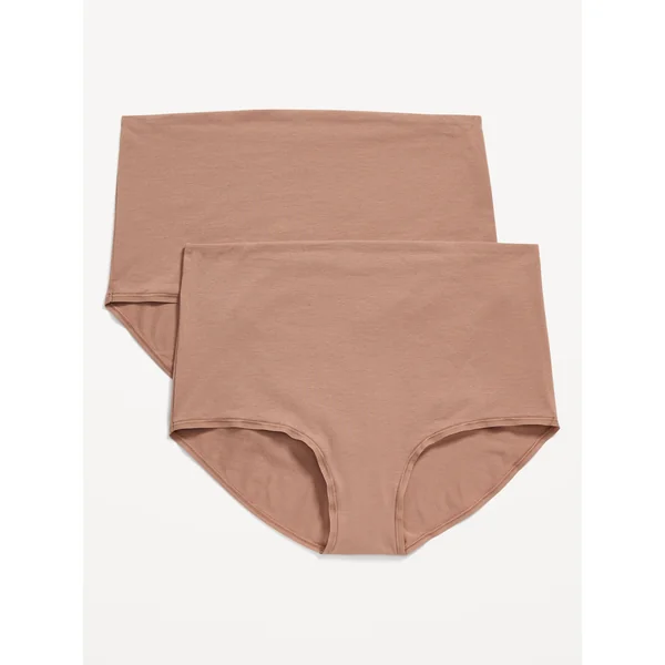 Maternity 2-Pack Rollover-Waist Brief Underwear - Cocoa