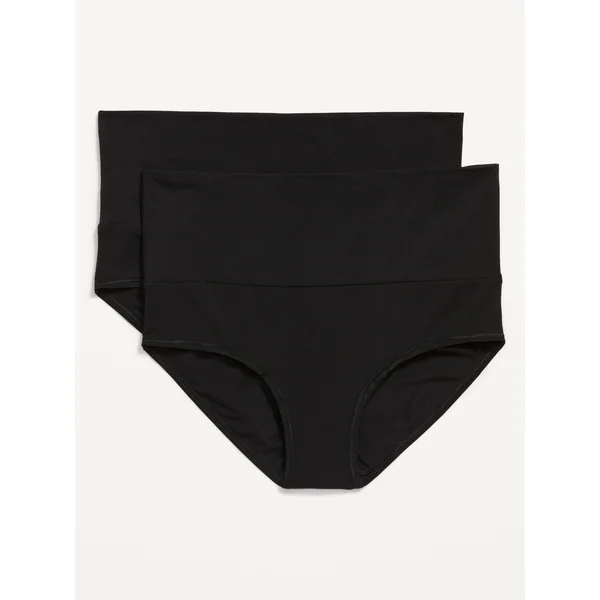 Maternity 2-Pack Rollover-Waist Hipster Underwear - Black Jack