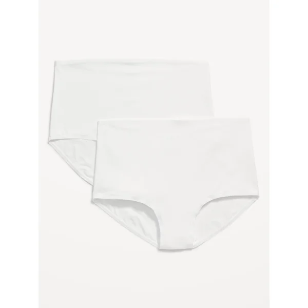 Maternity 2-Pack Rollover-Waist Jersey Hipster Underwear - White Lilies