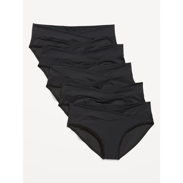 Maternity 5-Pack No-Show Low-Rise Soft-Knit Bikini Underwear - Black Jack