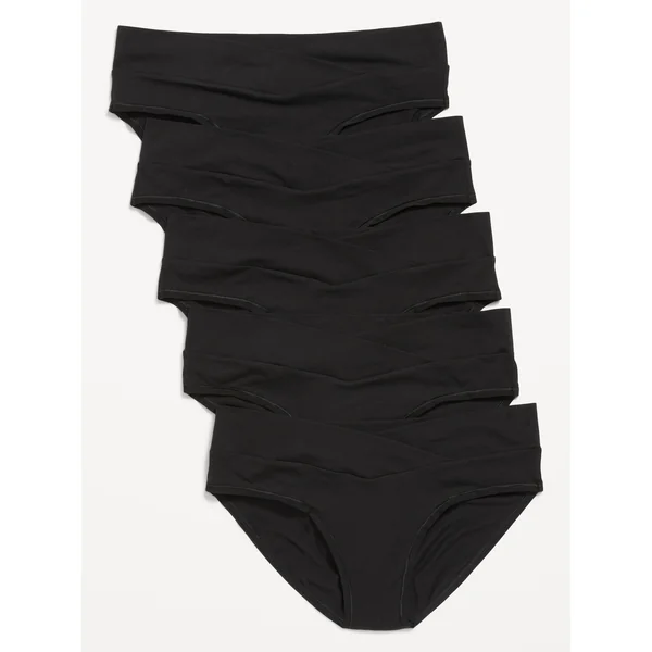 Maternity 5-Pack Soft-Knit Low-Rise Bikini Underwear - Black Jack
