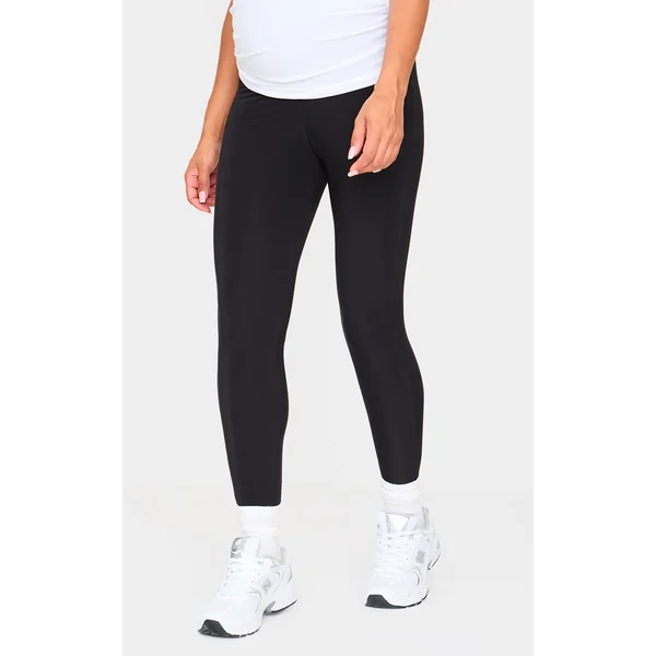 Maternity Black High Waist Slinky Leggings