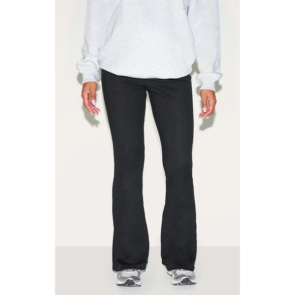 Maternity Black Ribbed Flared Leggings