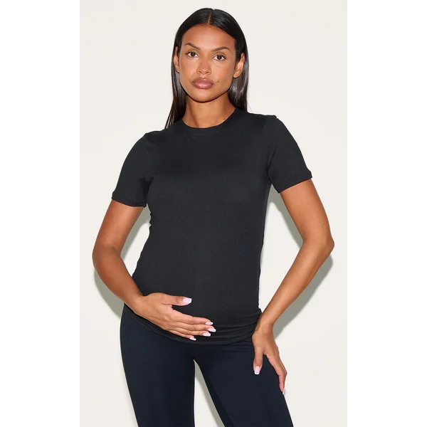 Maternity Black Soft Touch Sculpt Sculpt Short Sleeve Top
