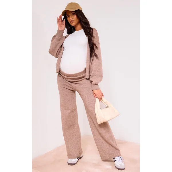Maternity Brown Knit Wide Leg Pants