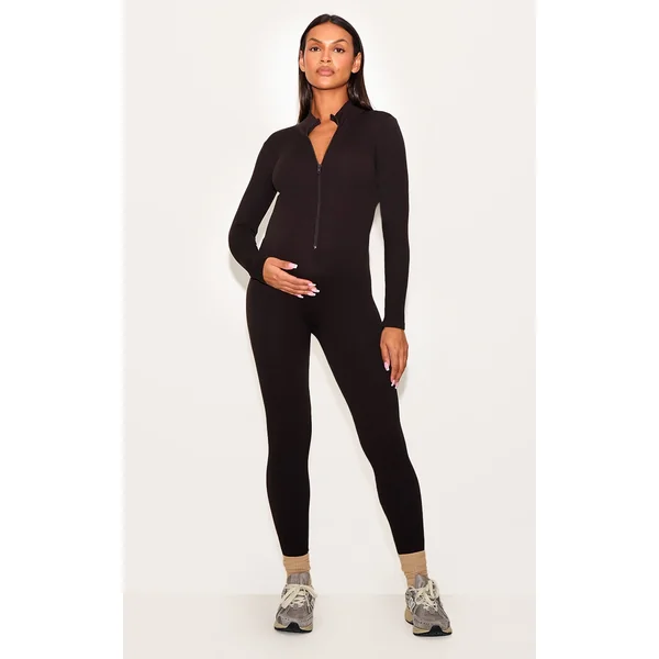 Maternity Chocolate Snatched Ribbed Jumpsuit