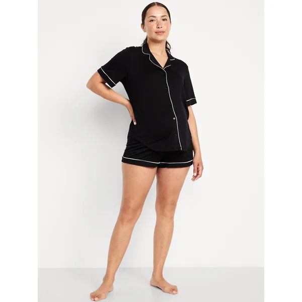 Maternity Classic Pajama Short Set - Black Jack