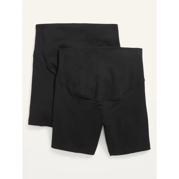 Maternity Full-Panel Biker Shorts 2-Pack -- 6-inch inseam - Black Combo
